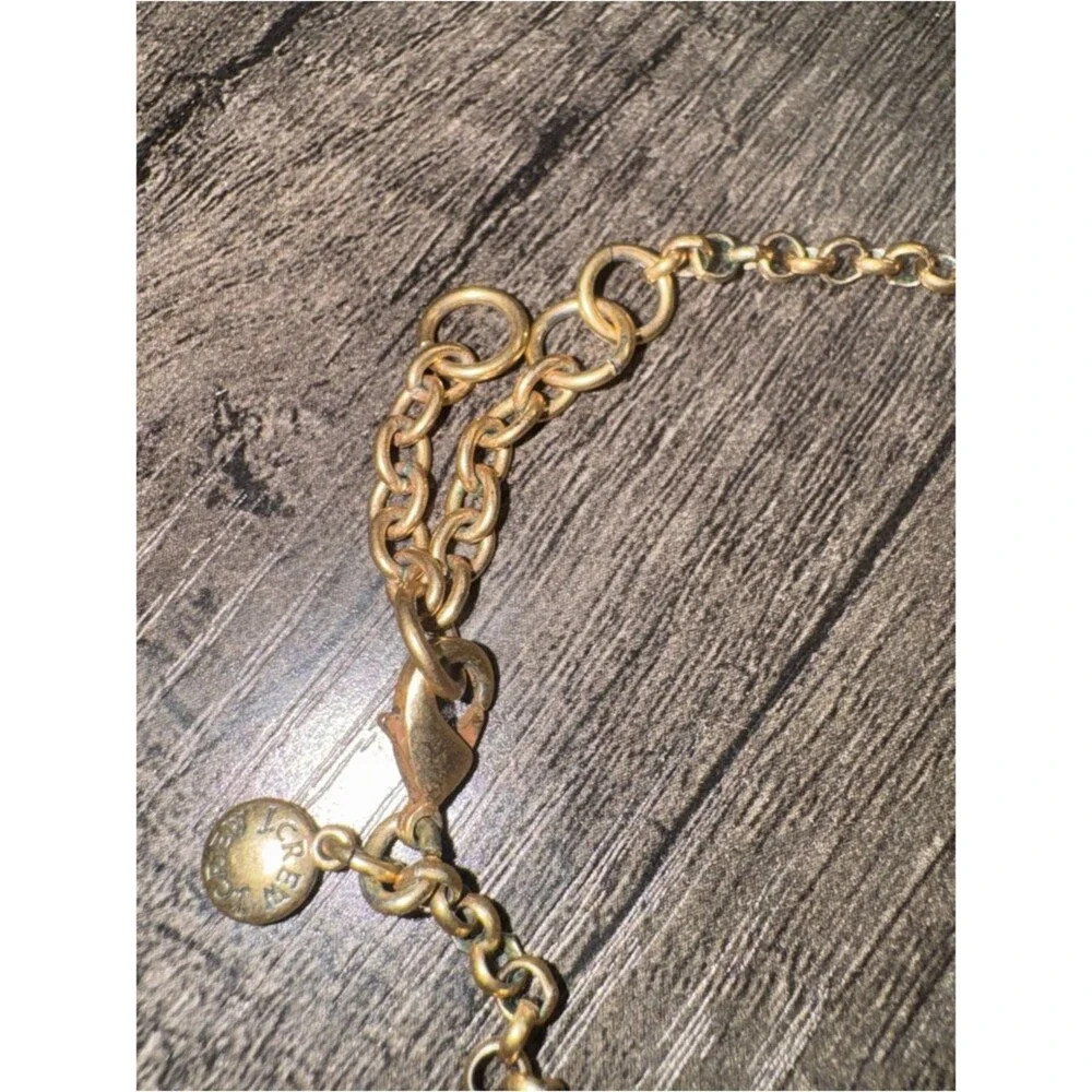 J. Crew Gold-Tone Necklace with Mint Green Floral Stones